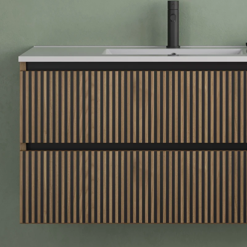 Meuble de salle de bain 100cm simple vasque - 2 tiroirs - VENERIA
