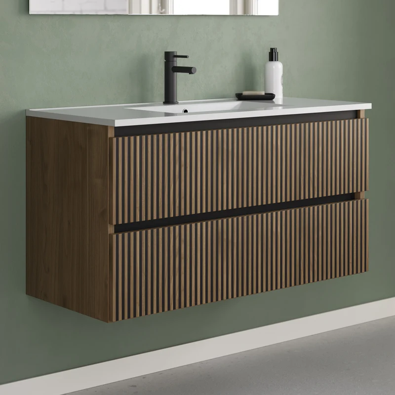 Meuble de salle de bain 100cm simple vasque - 2 tiroirs - VENERIA