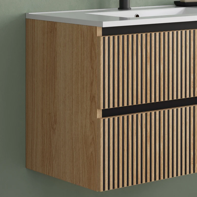 Meuble de salle de bain 60cm simple vasque - 2 tiroirs - VENERIA