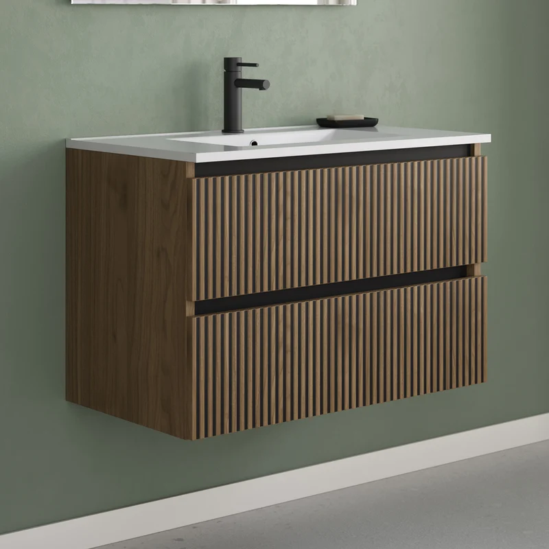 Meuble de salle de bain 80cm simple vasque - 2 tiroirs - VENERIA