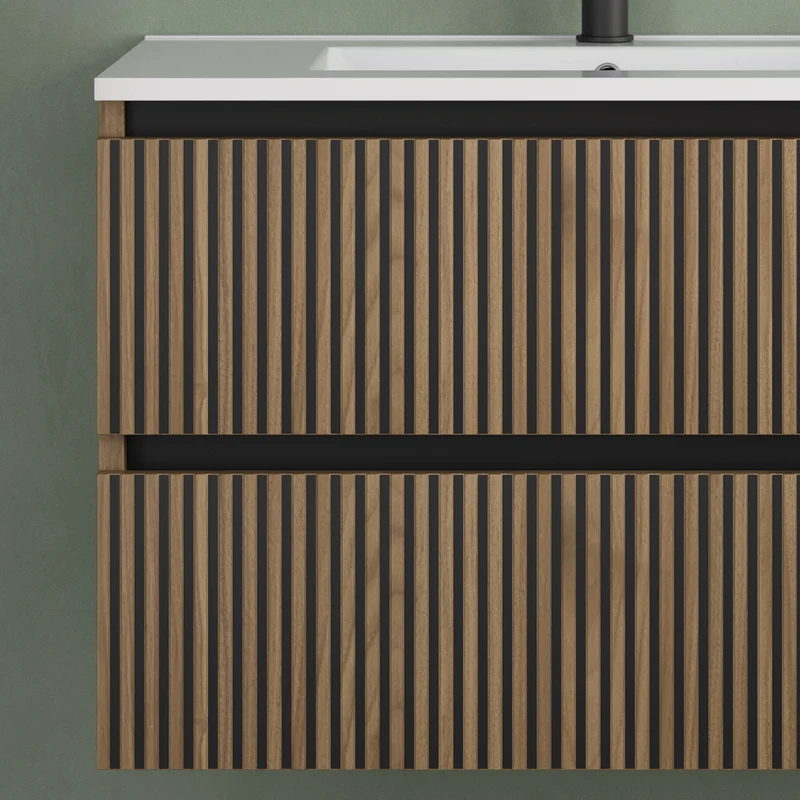 Meuble de salle de bain 60cm simple vasque - 2 tiroirs - VENERIA