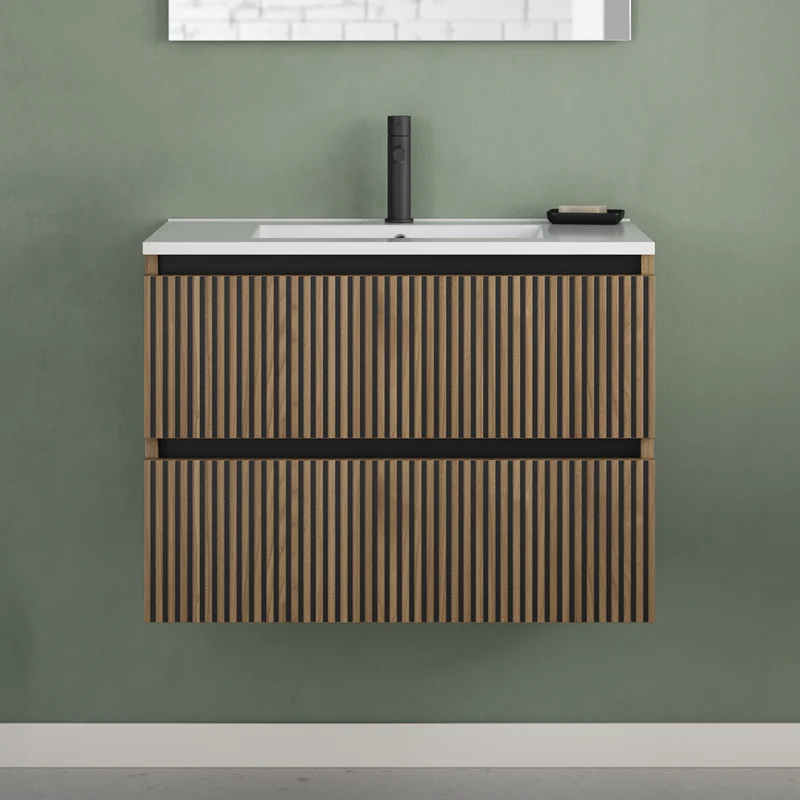 Meuble de salle de bain 60cm simple vasque - 2 tiroirs - VENERIA