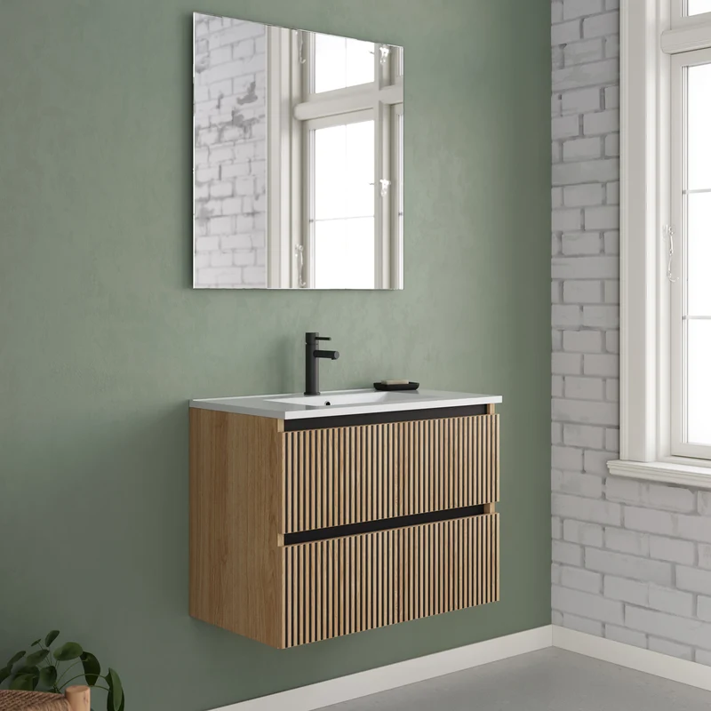 Meuble de salle de bain 60cm simple vasque - 2 tiroirs - VENERIA