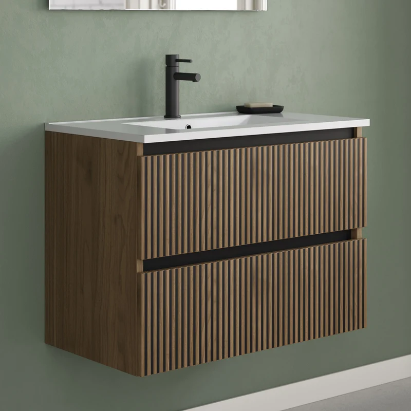 Meuble de salle de bain 60cm simple vasque - 2 tiroirs - VENERIA
