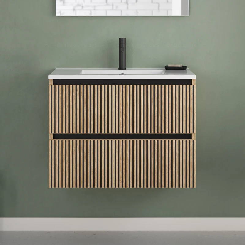 Meuble de salle de bain 60cm simple vasque - 2 tiroirs - VENERIA