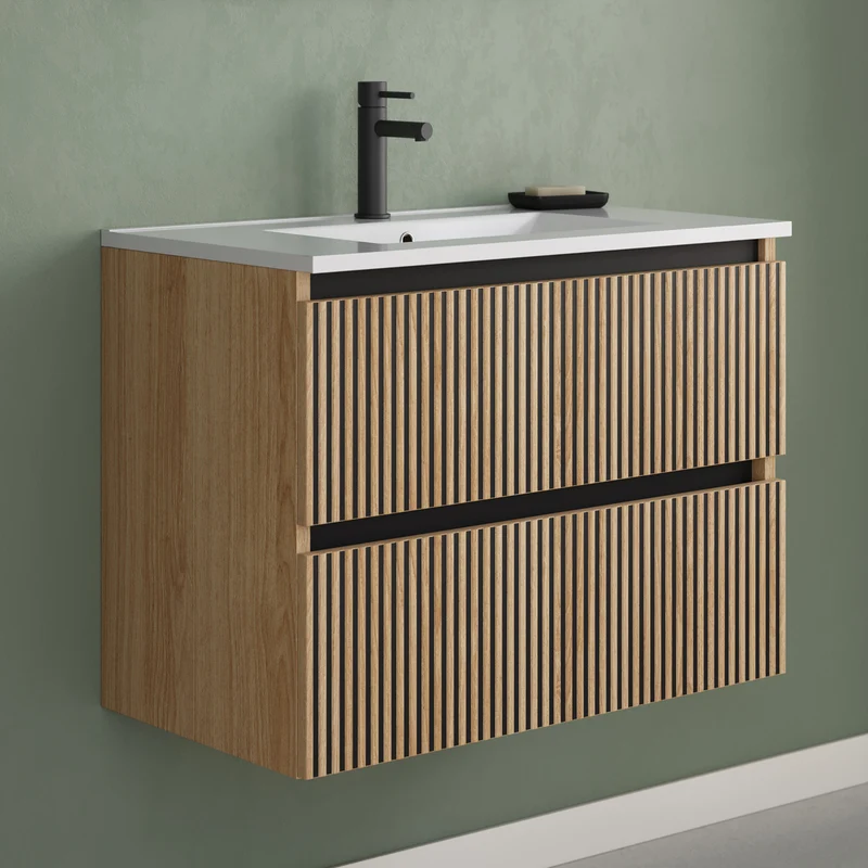 Meuble de salle de bain 60cm simple vasque - 2 tiroirs - VENERIA
