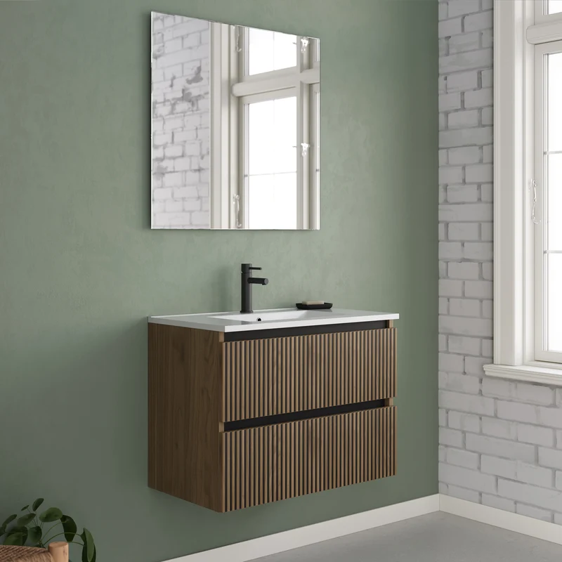 Meuble de salle de bain 60cm simple vasque - 2 tiroirs - VENERIA