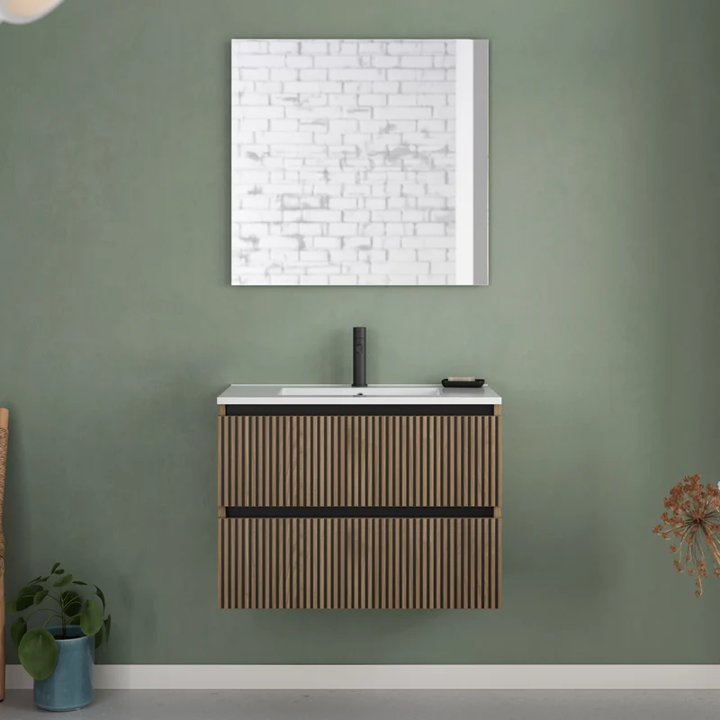 Meuble de salle de bain 60cm simple vasque - 2 tiroirs - VENERIA