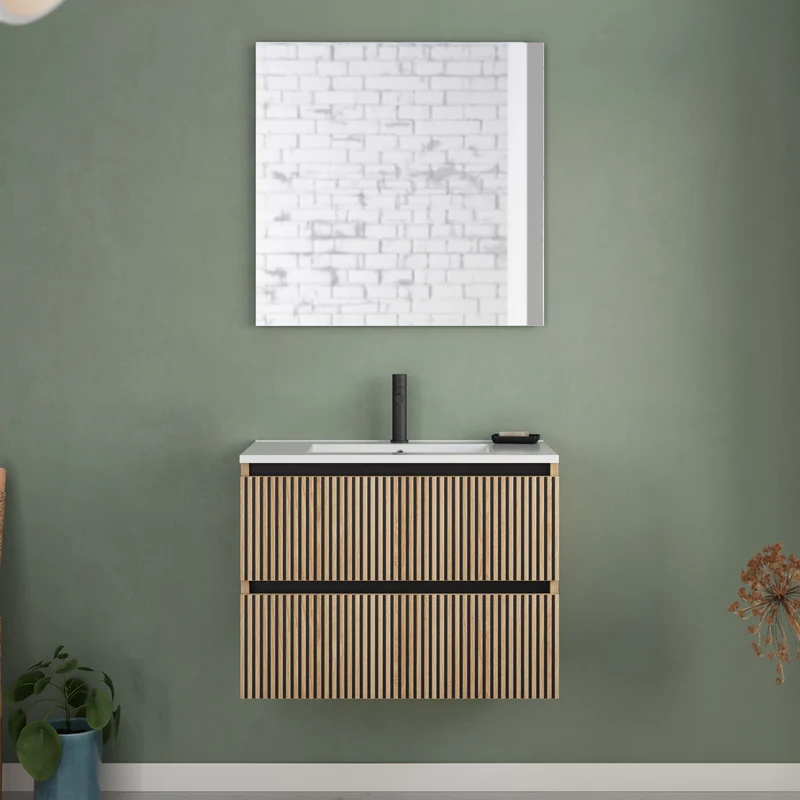 Meuble de salle de bain 60cm simple vasque - 2 tiroirs - VENERIA