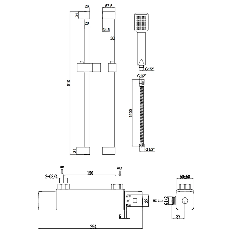 Columna de ducha termostática NOVA, con tecnología KeepCool®
