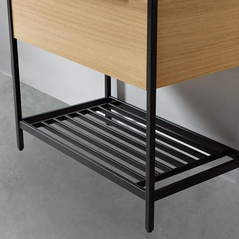 Mueble de Baño con patas + Lavabo 80 cm SMART – Madera y Metal Negro