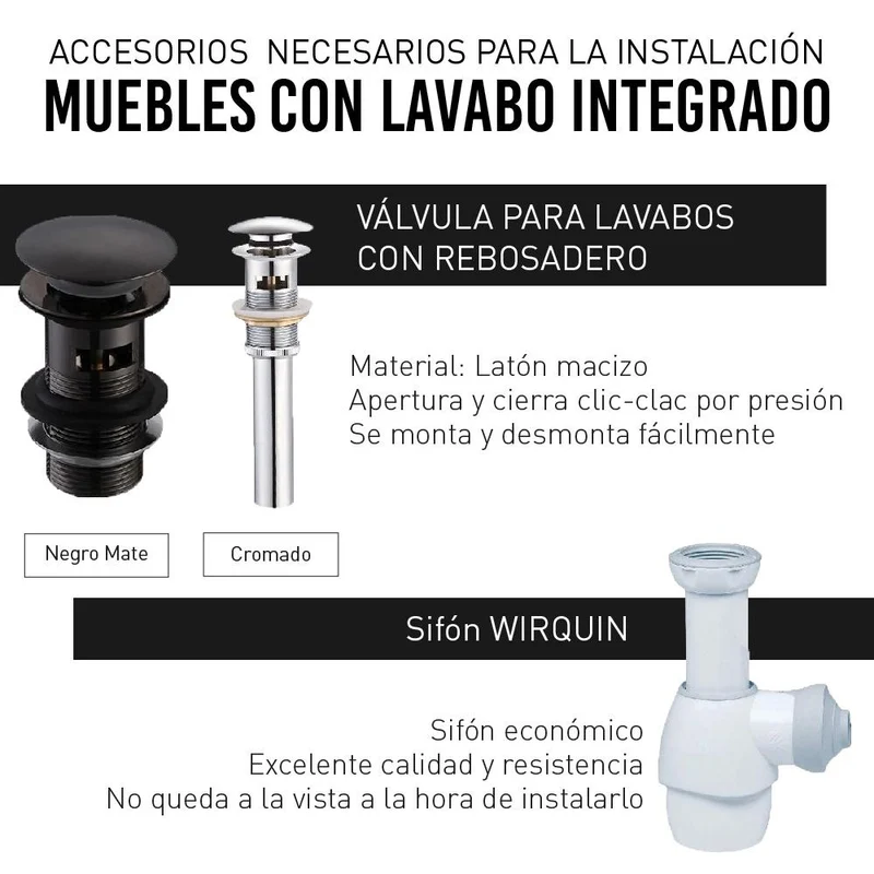 Mueble lavabo + lavabo 60cm MONTADO Lacado Blanco SIENA