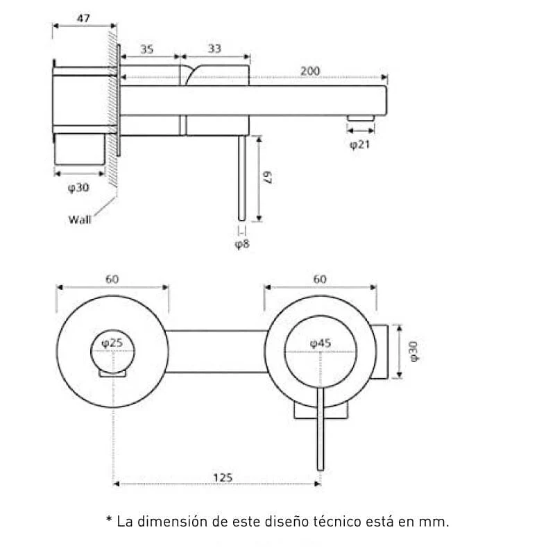 Grifo monomando lavabo empotrado KAVALA