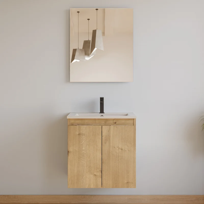 Meuble de salle de bain 60cm simple vasque - 2 portes - ROSIE