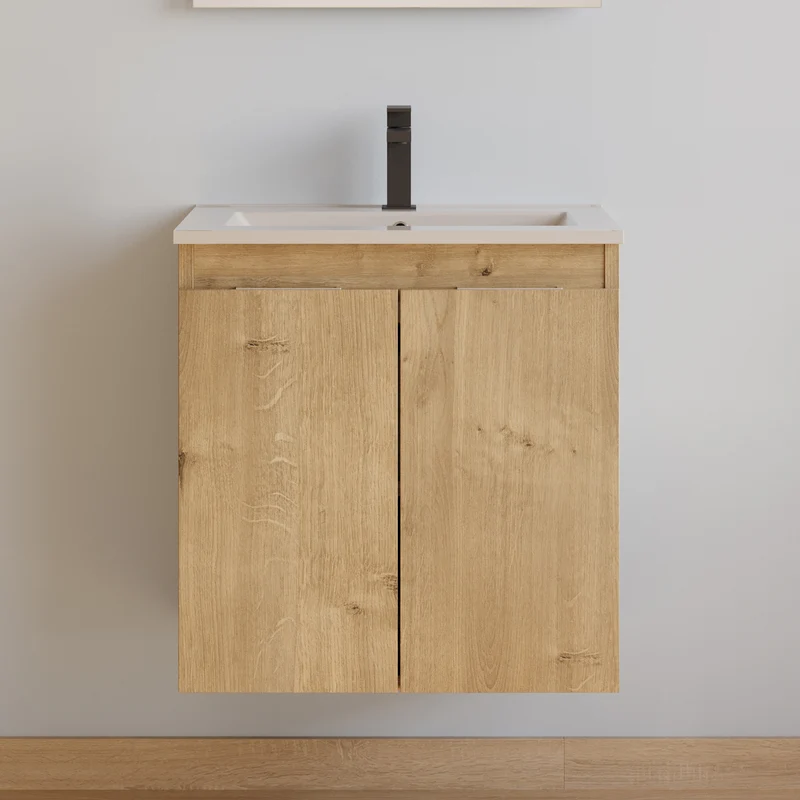 Meuble de salle de bain 60cm simple vasque - 2 portes - ROSIE