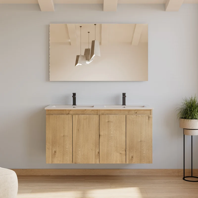 Meuble de salle de bain 120cm double vasque - 4 portes - ROSIE