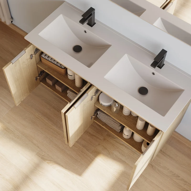 Meuble de salle de bain 120cm double vasque - 4 portes - ROSIE