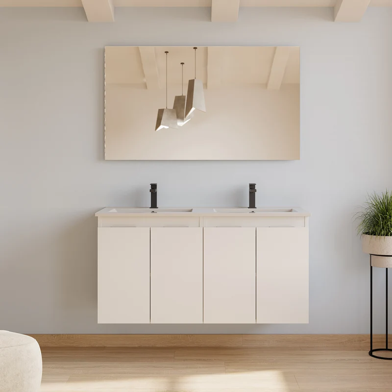 Meuble de salle de bain 120cm double vasque - 4 portes - ROSIE