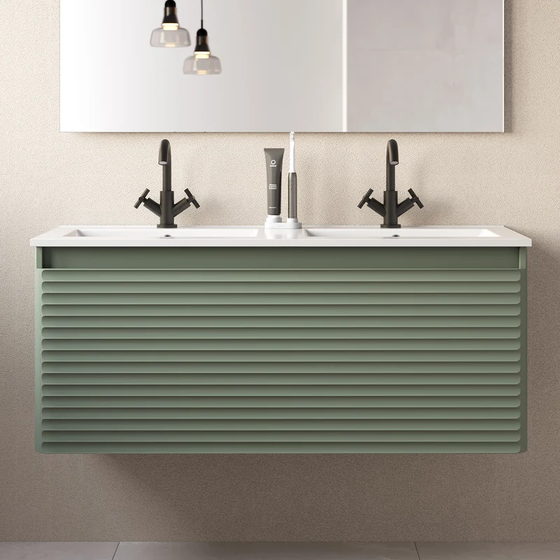 Meuble de salle de bain 120cm double vasque - 2 tiroirs - SUZA