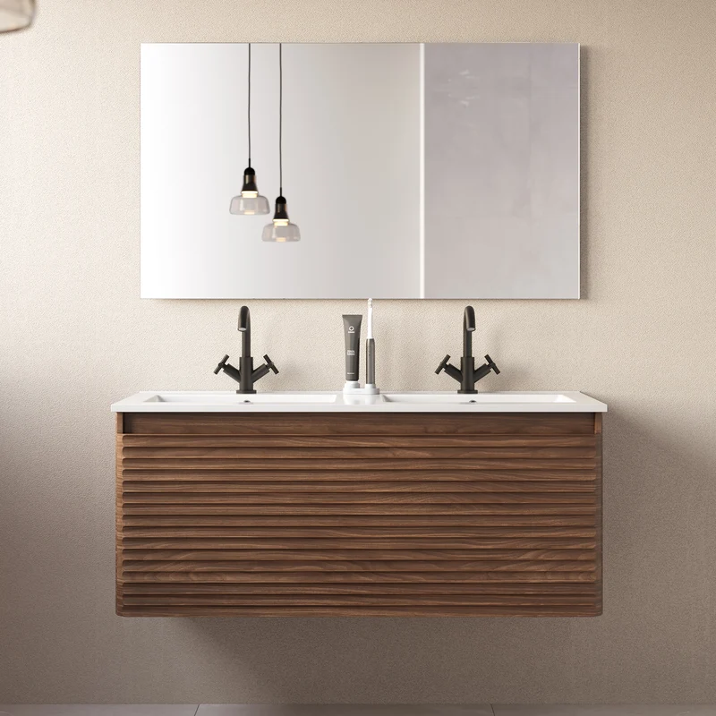 Meuble de salle de bain 120cm double vasque - 2 tiroirs - SUZA