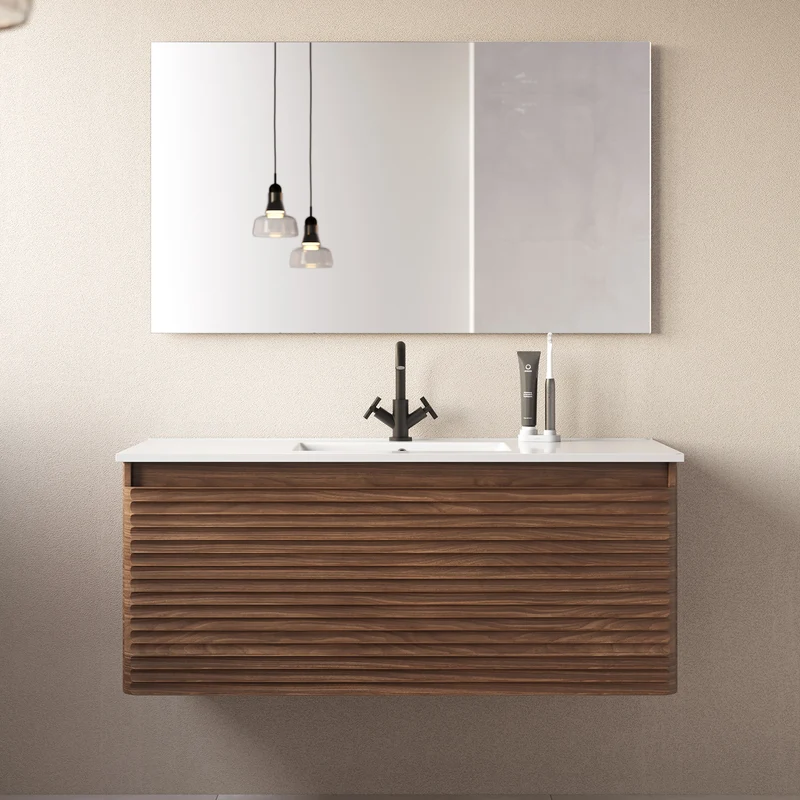 Meuble de salle de bain 120cm simple vasque - 2 tiroirs - SUZA
