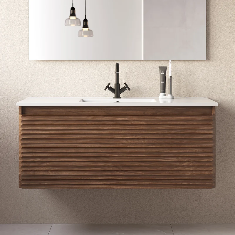 Meuble de salle de bain 120cm simple vasque - 2 tiroirs - SUZA