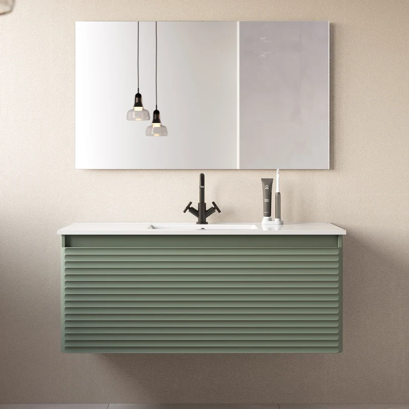 Meuble de salle de bain 120cm simple vasque - 2 tiroirs - SUZA
