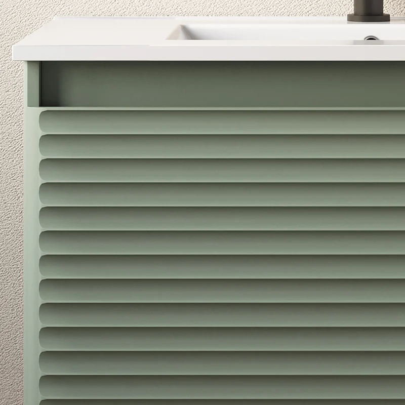 Meuble de salle de bain 80cm simple vasque - 2 tiroirs - sans miroir - SUZA