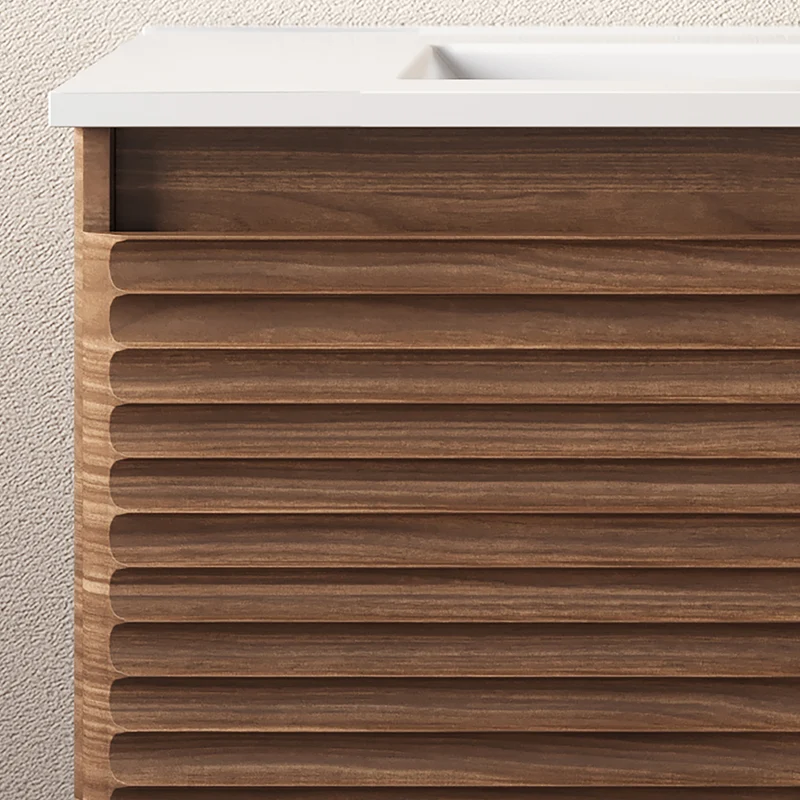 Meuble de salle de bain 80cm simple vasque - 2 tiroirs - sans miroir - SUZA