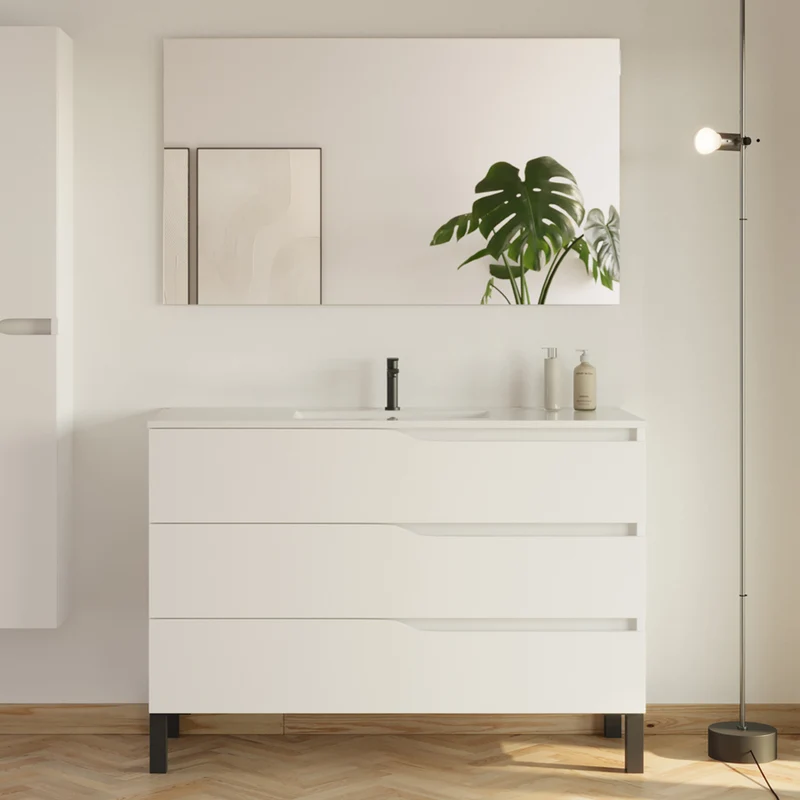 Meuble de salle de bain 120cm simple vasque - 3 tiroirs - MATA