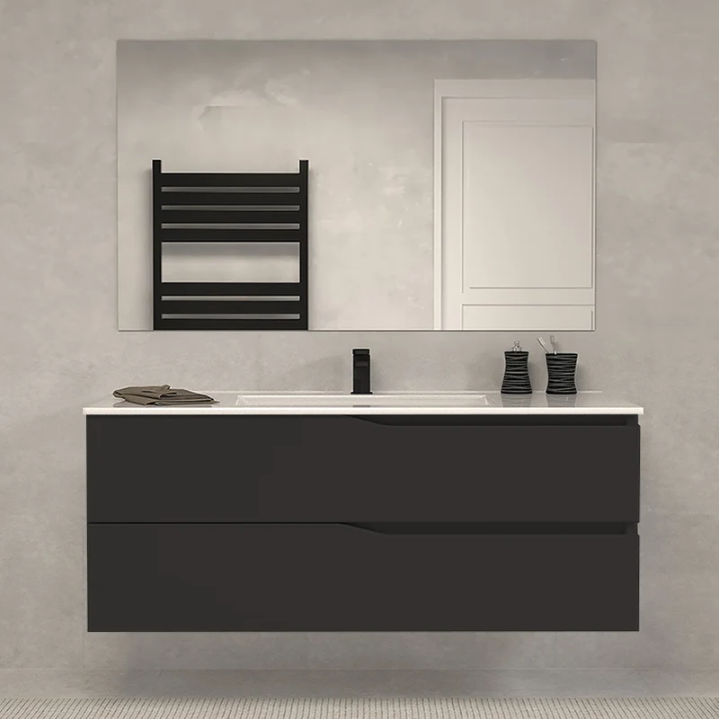 Meuble de salle de bain 120cm simple vasque - 2 tiroirs - LUNA