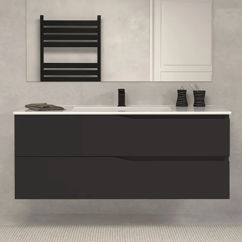 Meuble de salle de bain 120cm simple vasque - 2 tiroirs - LUNA