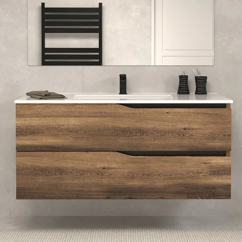 Meuble de salle de bain 120cm simple vasque - 2 tiroirs - LUNA