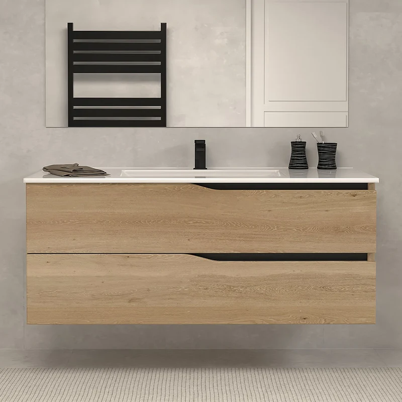 Meuble de salle de bain 120cm simple vasque - 2 tiroirs - LUNA
