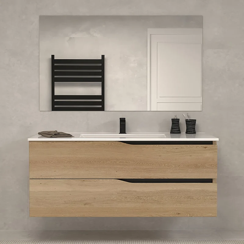 Meuble de salle de bain 120cm simple vasque - 2 tiroirs - LUNA
