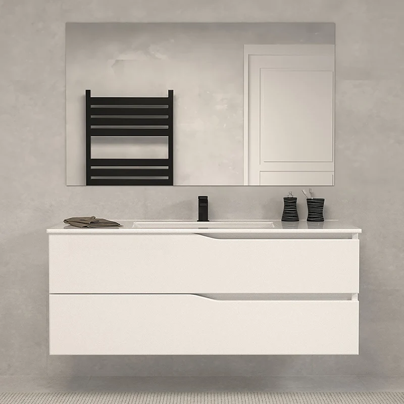 Meuble de salle de bain 120cm simple vasque - 2 tiroirs - LUNA