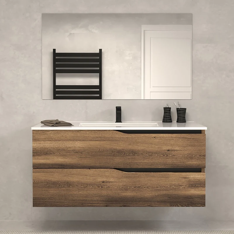 Meuble de salle de bain 120cm simple vasque - 2 tiroirs - LUNA