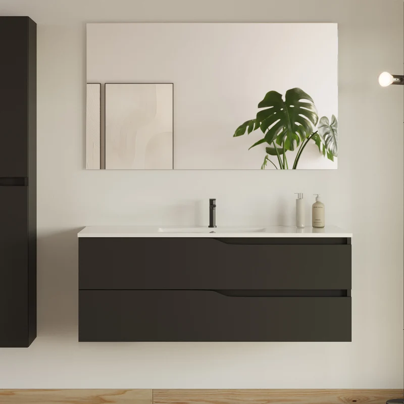 Meuble de salle de bain 120cm simple vasque - 2 tiroirs - LUNA