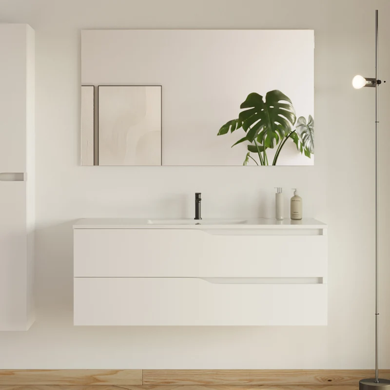 Meuble de salle de bain 120cm simple vasque - 2 tiroirs - LUNA