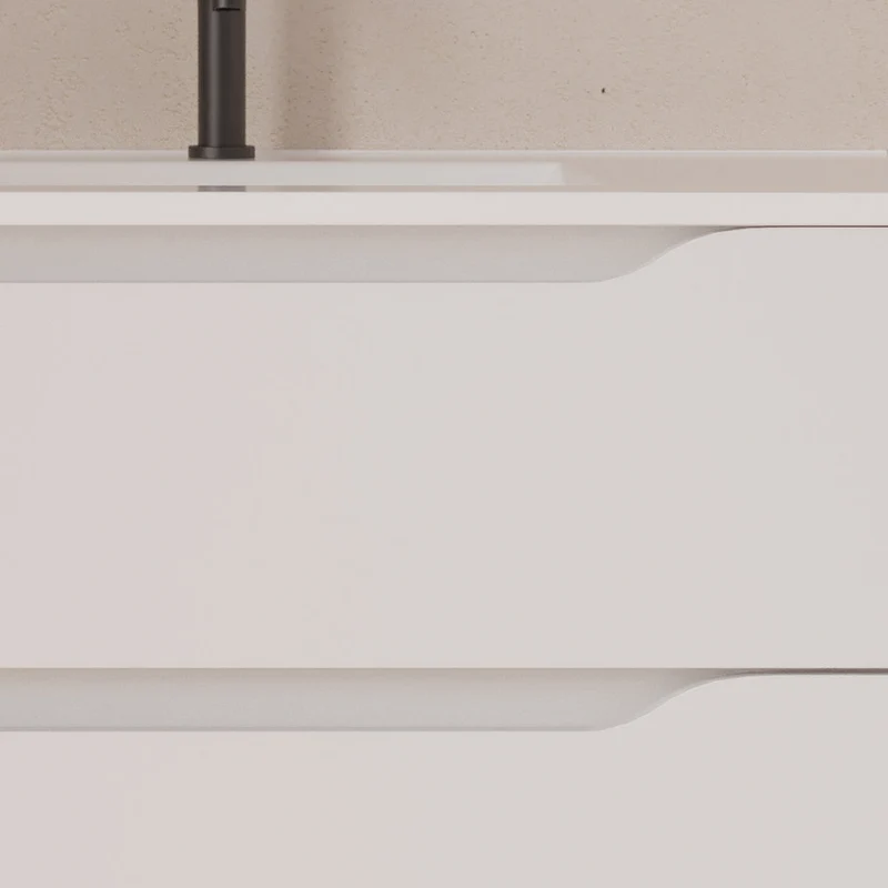 Meuble de salle de bain 120cm avec vasque déportée à droite et miroir - 2 tiroirs et un placard - ZARZA