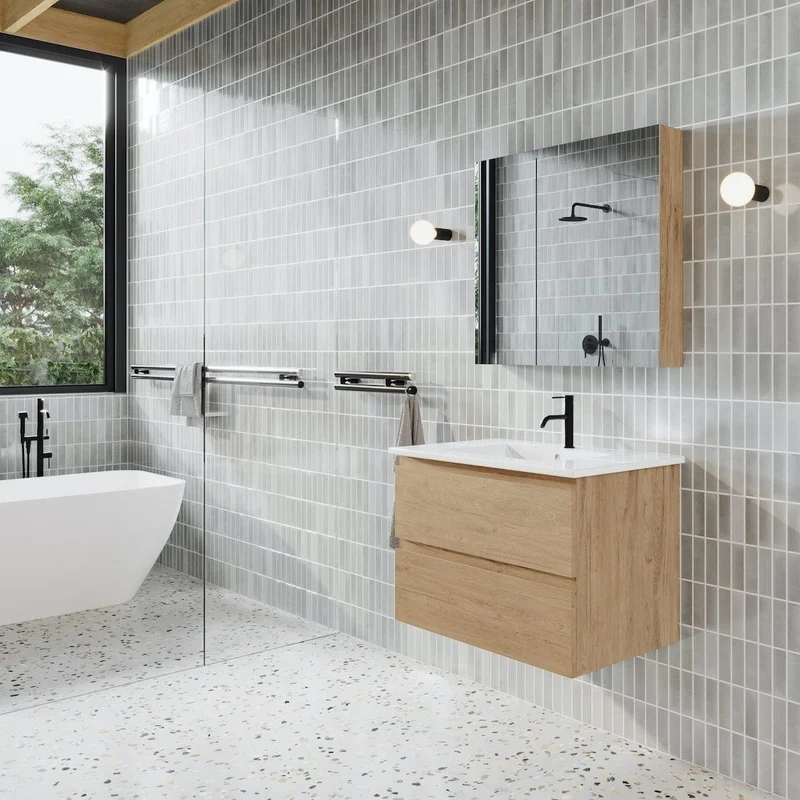 Lavabo con mueble MESSINA 80 cm roble claro