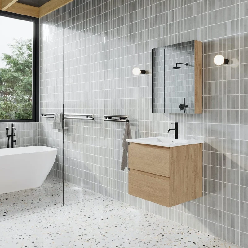 Lavabo con mueble MESSINA 60 cm roble claro