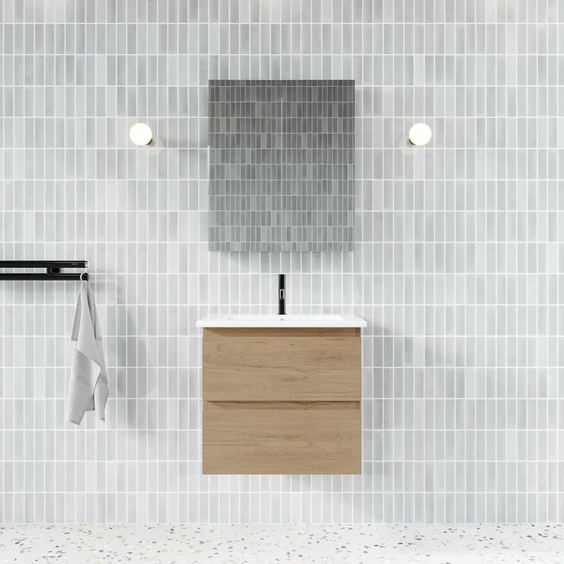 Lavabo con mueble MESSINA 60 cm roble claro