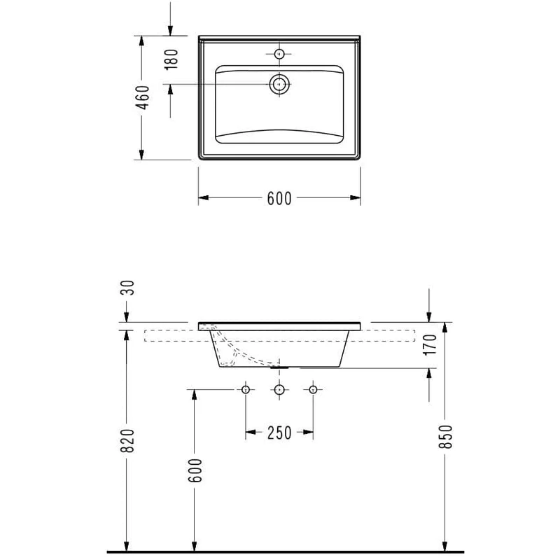 Lavabo con mueble MESSINA 60 cm nogal