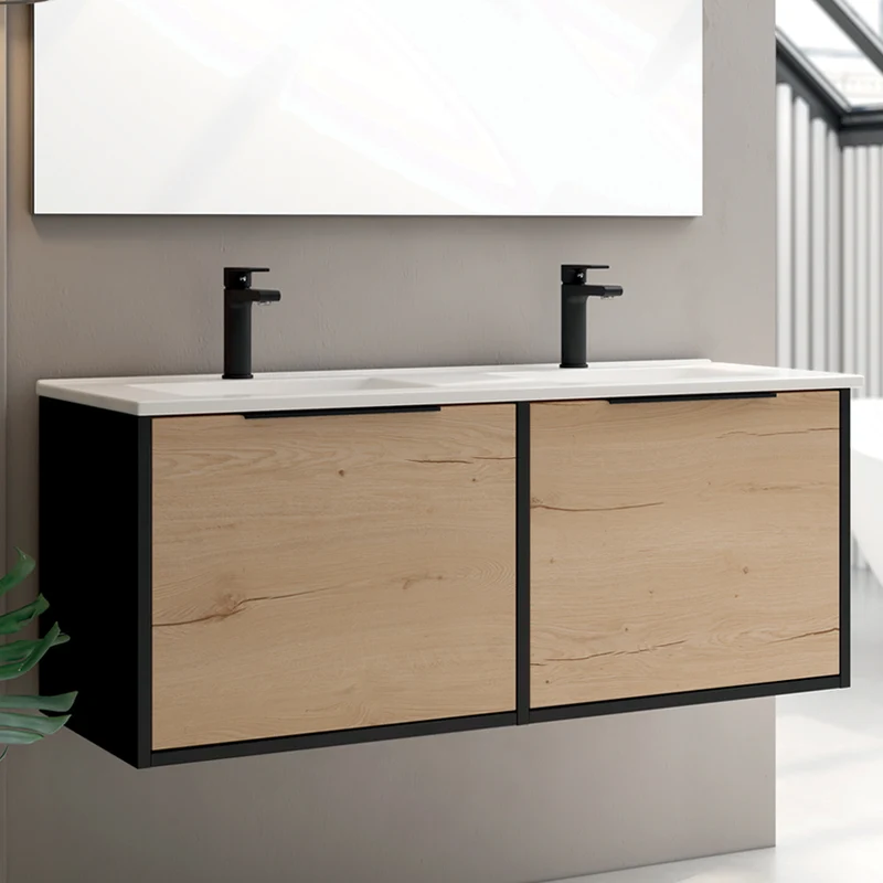 Meuble de salle de bain 120cm double vasque - 2 façades et 4 tiroirs - ALBA