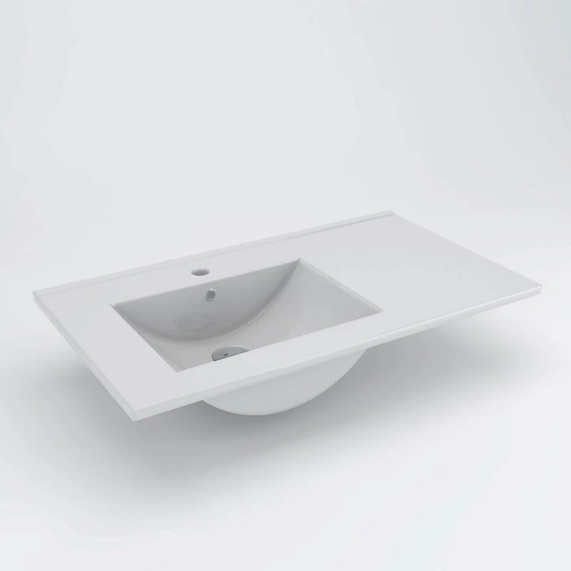 Plan simple vasque déportée gauche en céramique 80cm