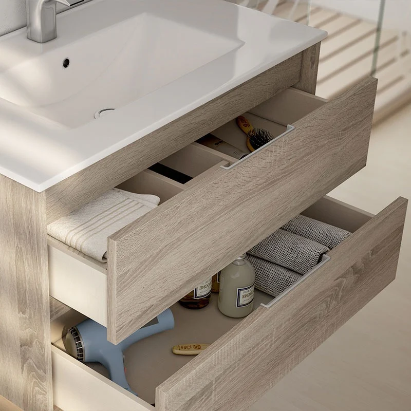Meuble de salle de bain 100cm simple vasque - 2 tiroirs - IRIS