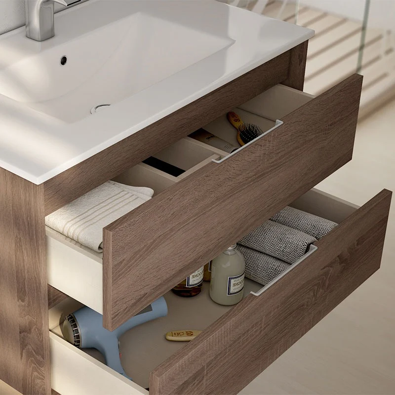 Meuble de salle de bain 100cm simple vasque - 2 tiroirs - IRIS