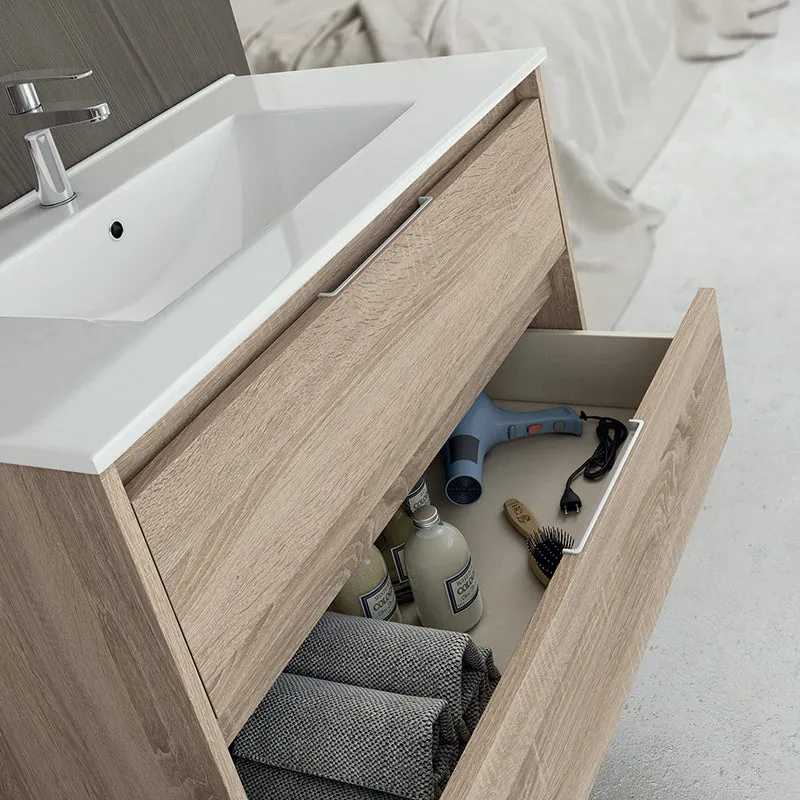 Ensemble meuble de salle de bain 120cm double vasque + colonne de rangement IRIS