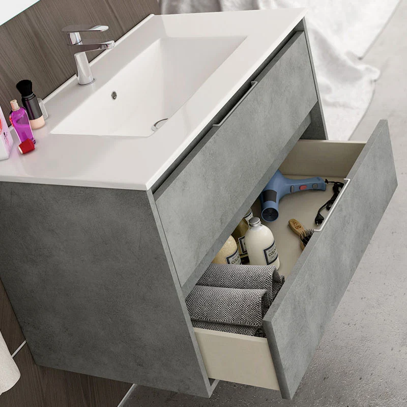 Meuble de salle de bain 100cm simple vasque - 2 tiroirs - IRIS